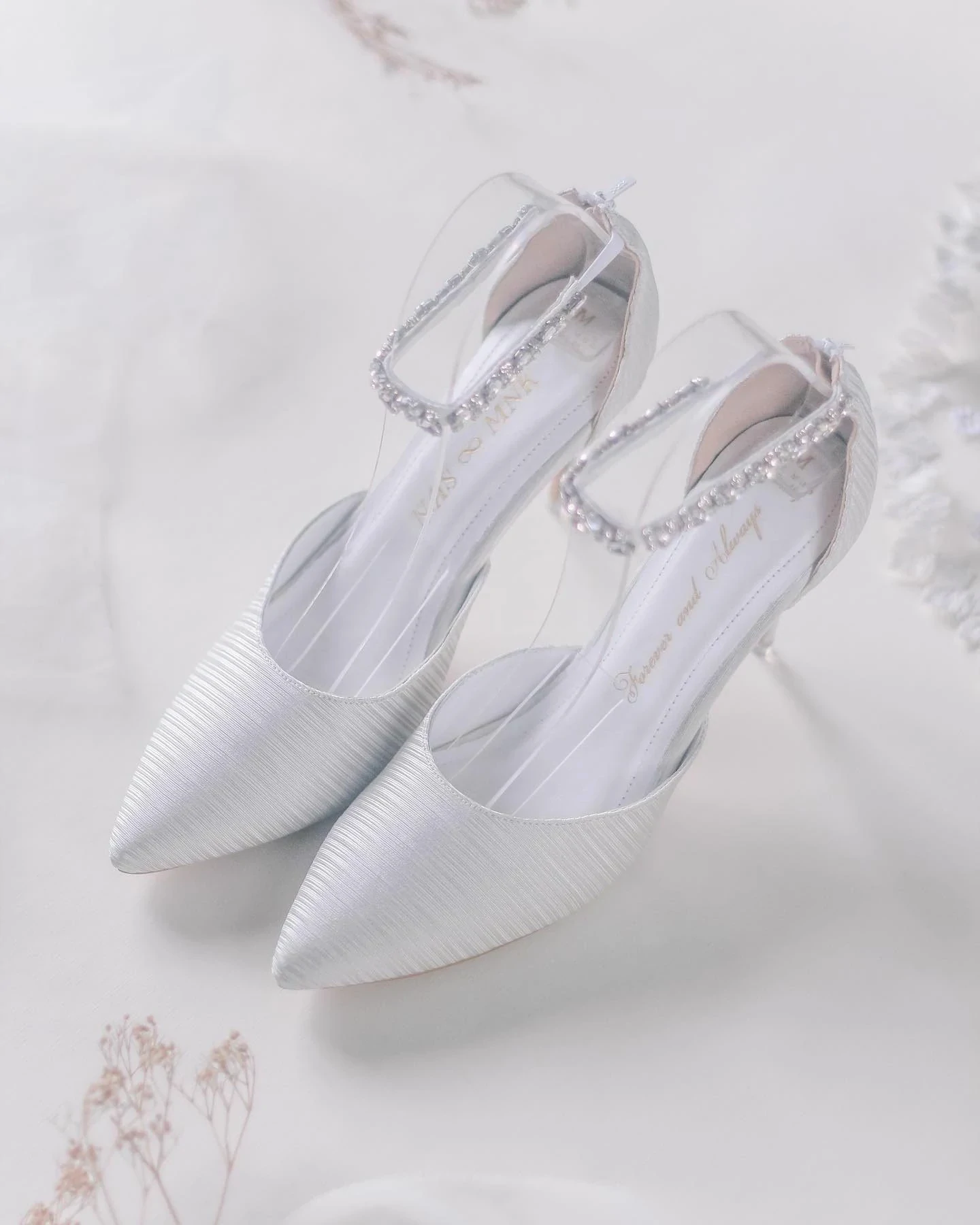 Ivory Satin Ankle-Strap Stiletto